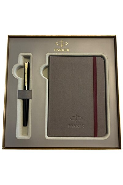 Parker Hediye Seti GT Parlak Siyah Dolmakalem + Defter
