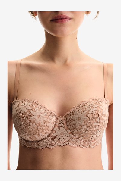 Penti Women Bloom Lace Beige Strapless Wired Padded Bra