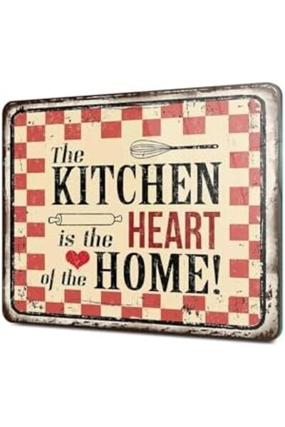 Yıldızan Glass Cutting Board and Presentation Plate My Kitchen Heart Patterne...