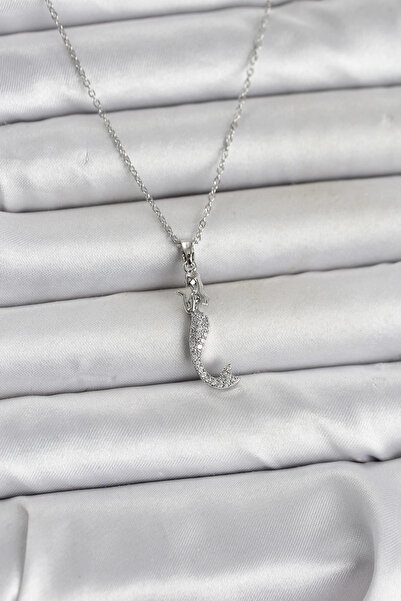 ARMÜZ 316L Steel Chain Silver Color Zircon Stone Mermaid Model Women's Necklace