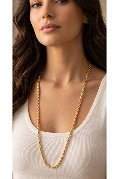 Nurtakı Burgu 1 Meter Gold Color Plated 5 mm Chain Necklace