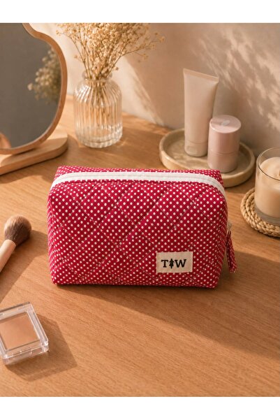 TALL WAY Red Polka Dot Makeup Bag-Large Size