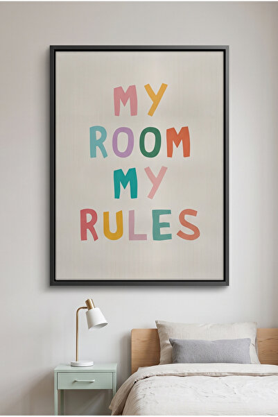 Jasmine Art My Room My Rules Kids Wall Art | Portrait Framed Canvas Print | L...