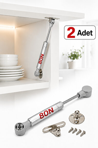 Badem10 (2Adet) Dolap Kapak Amortisörü 80N Gri 20 cm Gazlı Piston Kapak Hidro...