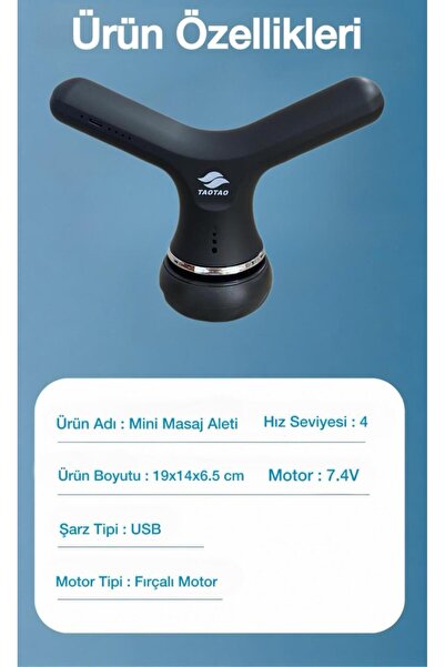 TAOTAO Masaj Tabancası Şarjlı Masaj Aleti 4 Başlıklı 4 Kademeli Kolay Tutuş Modern Tasarım