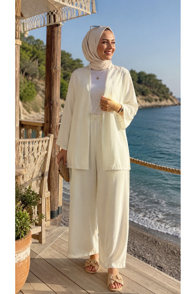 forte bella طقم كيمونو إسلامي بنمط عرقي ملون وعصري