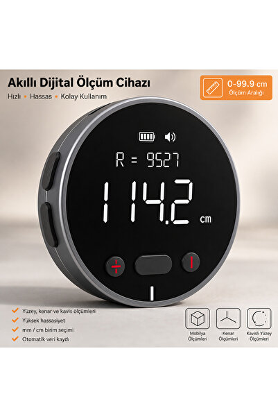 PİYATECH Dijital Mesafe Ölçüm Tekerleği LCD Ekranlı Şarjlı Hassas Ölçer 0-99.9m