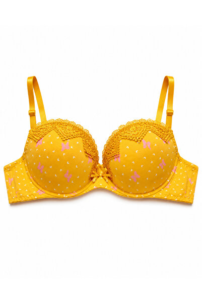 Generic Padded Bra with Lace Detail, Butterfly Print, Adjustable Straps | Hoo...