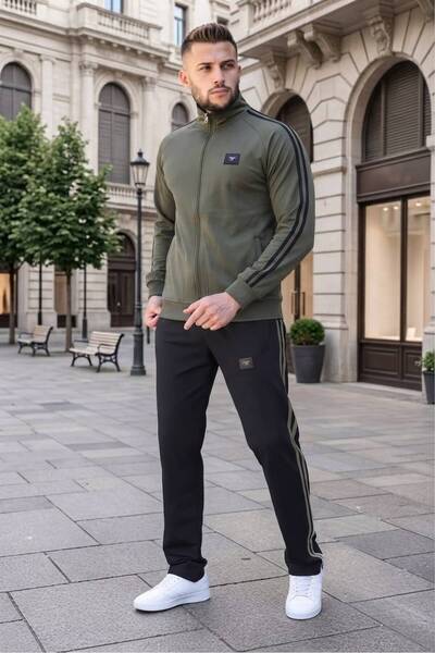 Last fashion New Season Men's Ribbed Tracksuit Set, Khaki