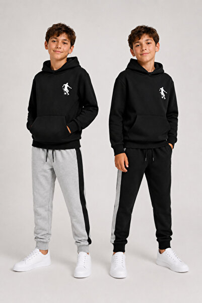 han elegant 2-Piece Set Football Printed Hooded Unisex Children's Tracksuit S...