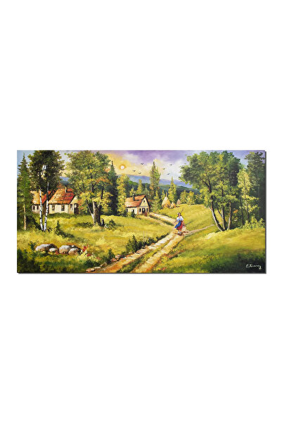 artnova Ръчно рисувана картина на селски пейзаж, Спомени за баба и дядо, 120x...