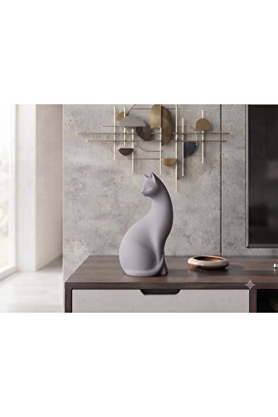 Modern Minimalist Kedi Heykeli - Dekoratif Salon ve Ofis Biblosu