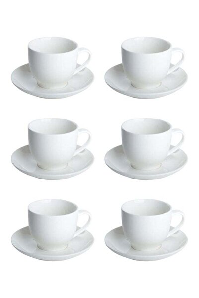 Trust Dove 12-Piece Porcelain Tea Cup & Saucer Set 175ML White, Set for 6 People