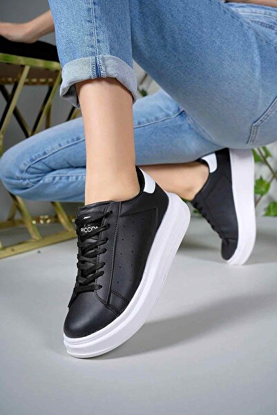 House ID Women's Black-White Thick High-Sole Lightweight Casual Walking Sport...