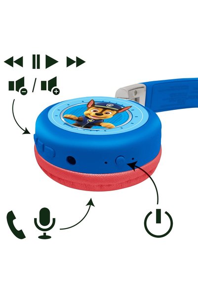 LEXIBOOK PAW Patrol Kids Bluetooth & Wired Foldable Headphones with 85dB Safe Sound