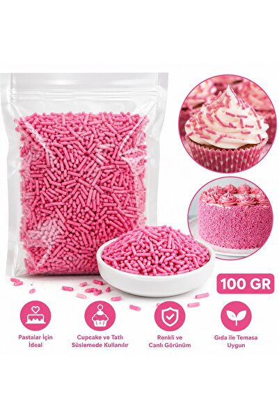 Bkmc 🌟 Pembe Granül Pasta Süsü 200 Gr | Pasta, Cupcake, Donut, Kurabiye ve T...
