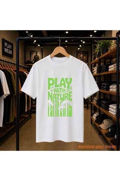 playwear Play with Nature Printed 100% Cotton Oversize Loose Regular Fit Crew...