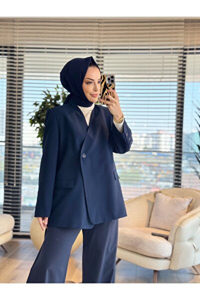 Merwishop سترة رسمية MRW1801 باللون الأزرق الداكن