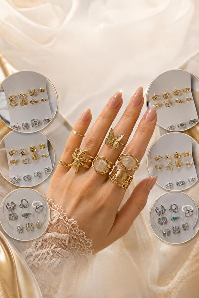 Mervişim Aksesuar Vintage Model Combination Ring Multiple Ring Set