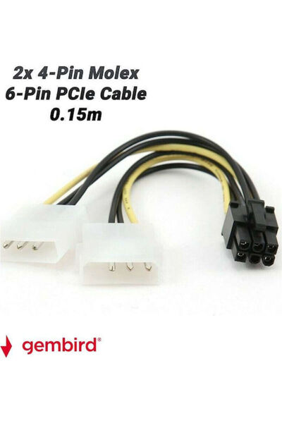 OEM 2x Καλώδιο Molex 4 ακίδων σε PCIe 6 ακίδων 0,15μ (0823.068)