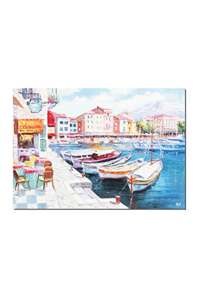 artnova Ръчно рисувана картина, В кафенето на пристанището, 100x70см маслена ...