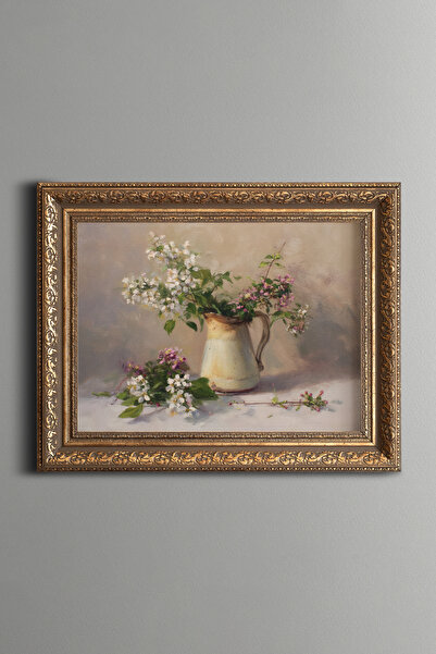 epiqart Spring Branches and Ceramic Jug - Vintage Patterned Painting - Thick ...
