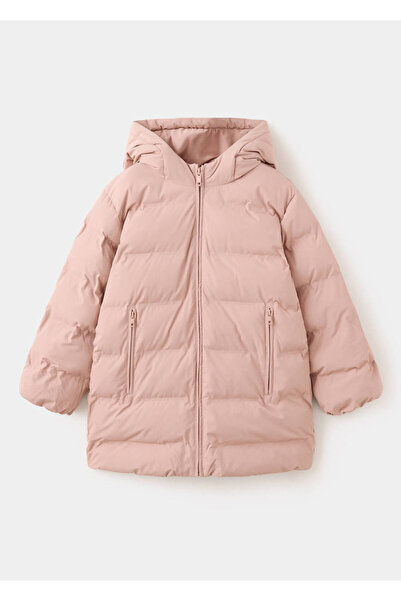 MANGO Kids Kapüşonlu uzun kapitone anorak