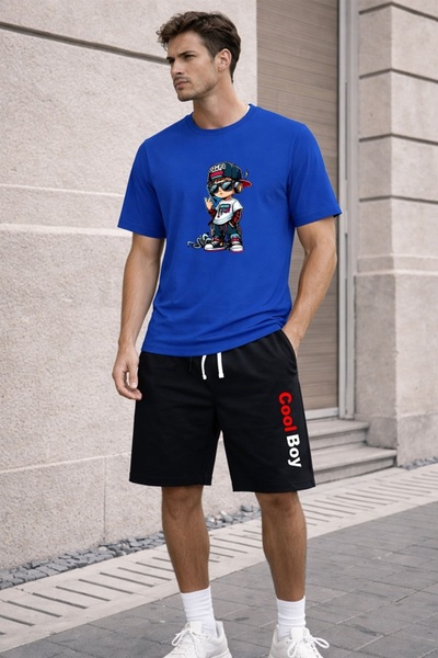x-compass life Unisex Oversize T-Shirt Shorts Set Black Summer Comfortable Fi...