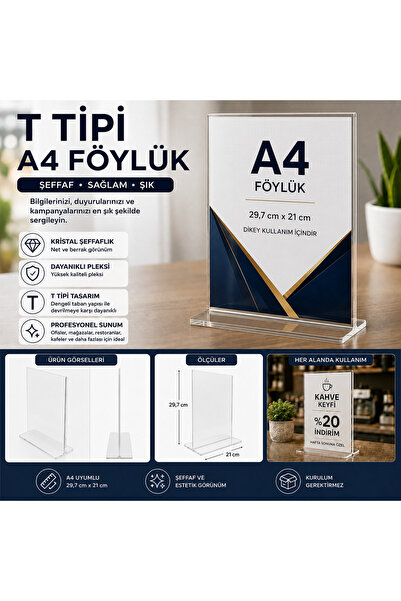 Föylük A4 BOYUTUNDA T TİPİ DİKEY FÖYLÜK(ŞEFFAF PLEKSİ)