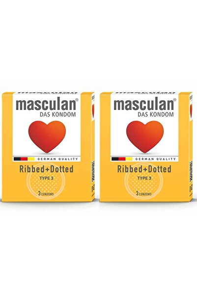 Masculan Pack Of 2 3-Piece Ribbed And Dotted Condom