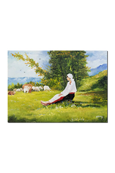 artnova Tablou celebru Ciobanita pictat manual, 70x50cm ulei pe panza, reprod...