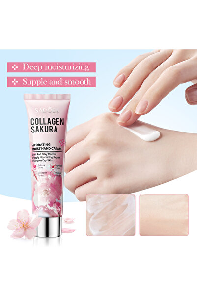 SADOER Anti-Wrinkle Cherry Collagen Hand Cream Moisturizing, Whitening, Brigh...