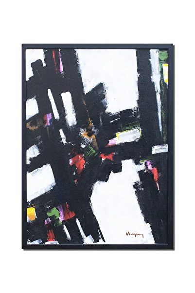 artnova Tablou abstract inramat pictat manual, Sinergie, 75x55cm ulei pe panz...