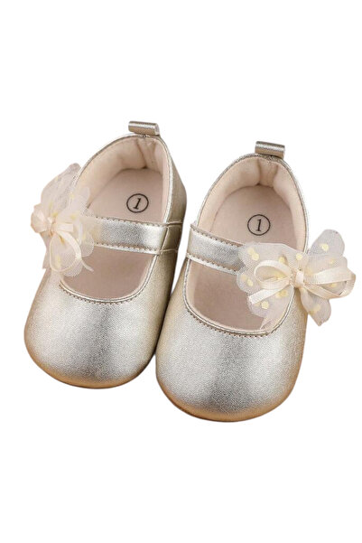 OEM Pantofi fetite, auriu metalizat, cu fundite, 21 EU