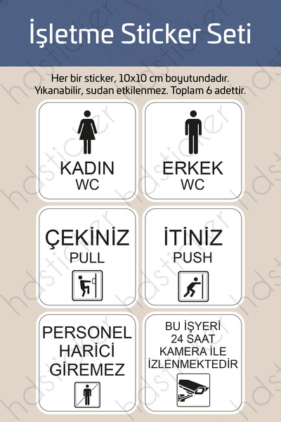 hdsticker 6 Adet İşletme Mağaza Ofis Uyarı İkaz Etiketleri Seti Personel Hari...