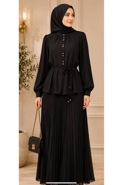 PAYİNİ PAYİNİ-577-119 Costum pentru femei cu guler înalt și detalii drapatate