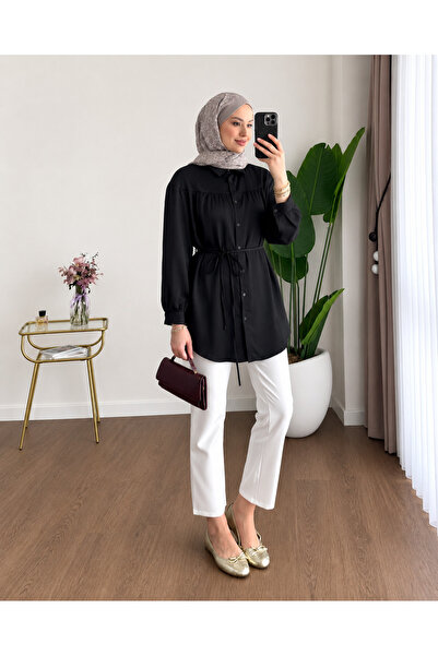 by nursel çiçek Women's Satin Tie-Back Premium Shirt
