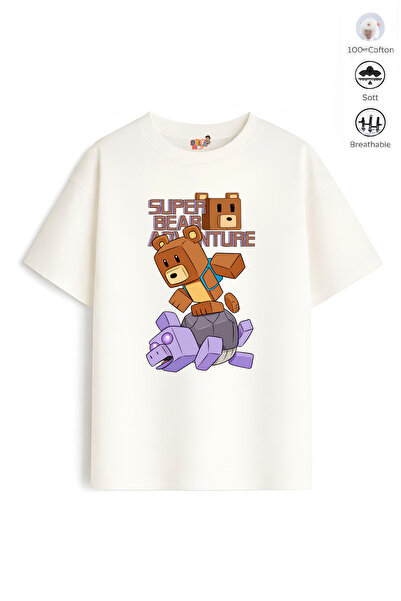 Belya Kids Wear Boy's Oversize Fit Belya Kids Design Super Bear B24 Cotton T-...