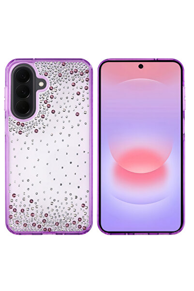 zore Galaxy A57 Kılıf Kamera Yükseltili Simli Damla Taşlı Silikon ERN
