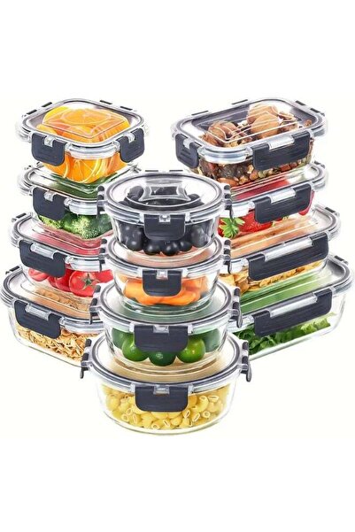 Generic 12pcs Glass Food Storage Containers with Lids, Meal Prep, Pantry Kitc...