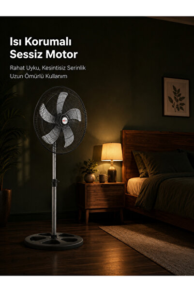 Microstar 18" 45cm Ayaklı Vantilatör 75W 3 Kademeli Salınımlı 5 Kanat Alüminy...