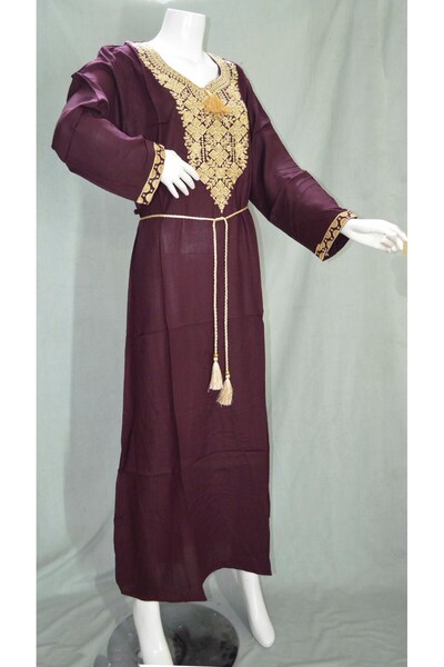 Zainah Luxury Embroidered Viscose Jalabiya - Long Sleeve Traditional Maxi Kaf...