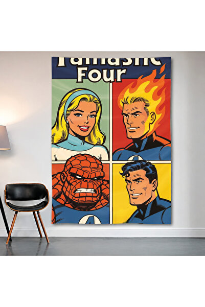 Geek Cultcha Fantastic Four Retro Comic Wall Cloth Wall Tapestry First Qualit...