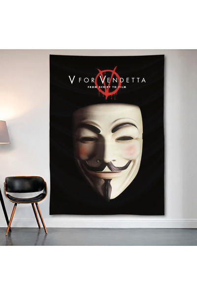 Geek Cultcha V for Vendetta Wall Covering Wall Tapestry First Quality Satin F...