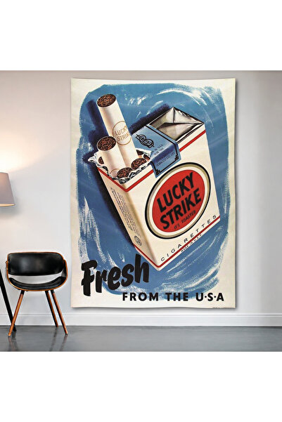Geek Cultcha لوحة جدارية من Lucky Strike Vintage، ملصق من قماش الساتان عالي ا...