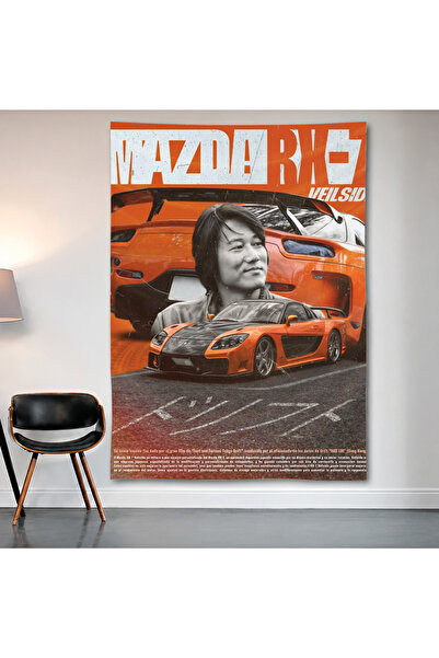 Geek Cultcha Mazda Rx-7 Wall Covering Wall Tapestry First Quality Satin Fabri...