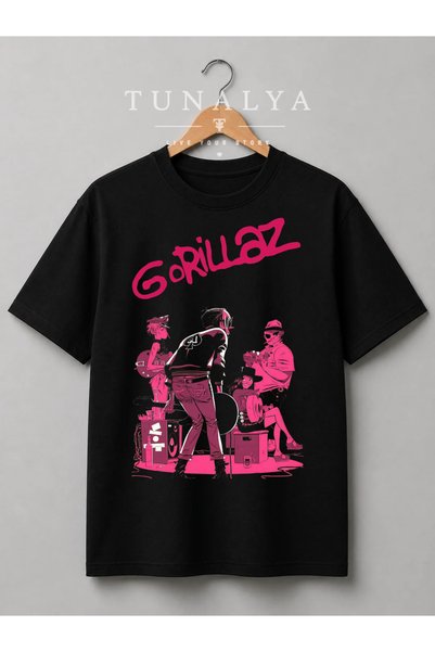 Grafftee Clothing تي شيرت قطني مطبوع بتصميم أصلي من TUNALYA Gorillaz للجنسين ...