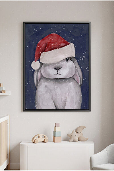 Jasmine Art Christmas Bunny Kids Wall Art | Portrait Framed Canvas Print | Lu...