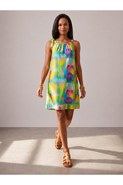 Bold & Young Rochie de damă din viscoză, colorată, cu model, cu detaliu tip h...