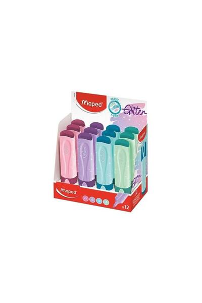 Maped Set de markere pastel cu brocart Fluo Peps, 4 culori, vârf subțire 1-5m...